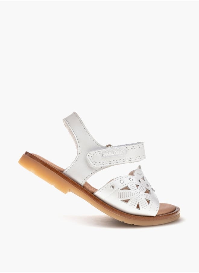 Girls' Cutout Detail Sandals with Hook and Loop Closure