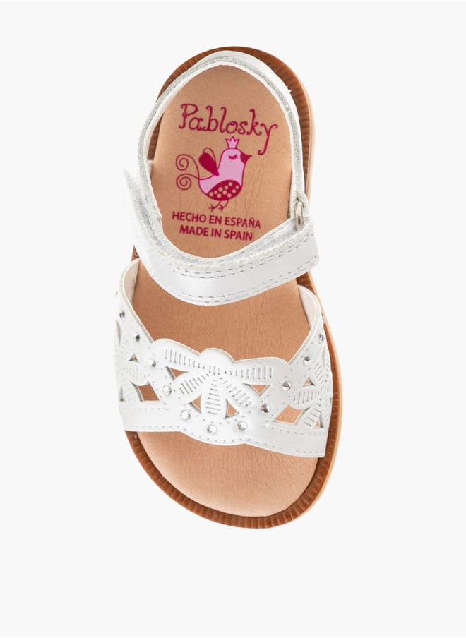 Girls' Cutout Detail Sandals with Hook and Loop Closure