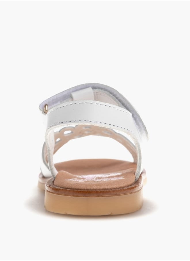 Girls' Cutout Detail Sandals with Hook and Loop Closure