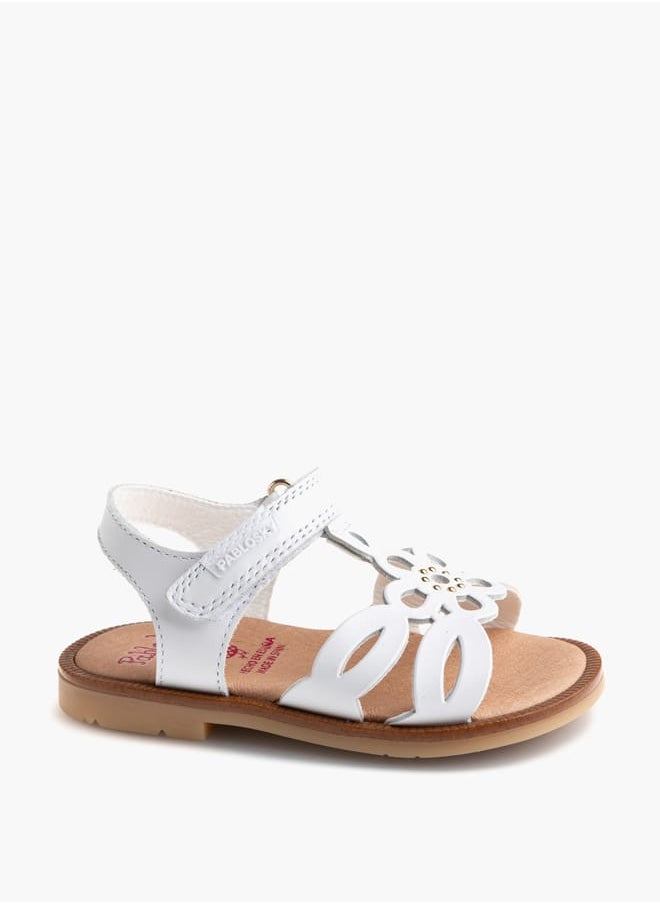 Girls' Cutout Detail Sandals with Hook and Loop Closure