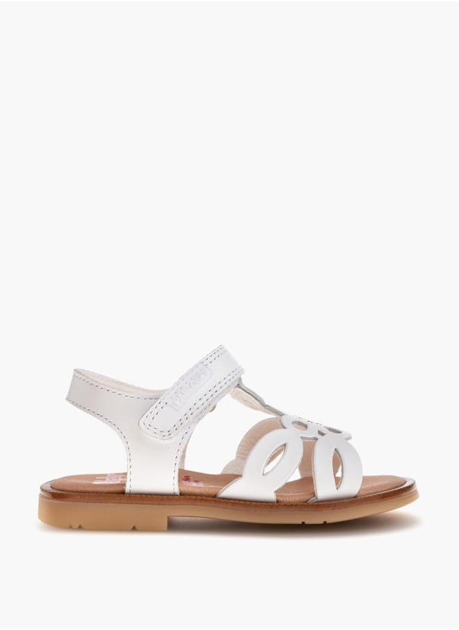 Girls' Cutout Detail Sandals with Hook and Loop Closure