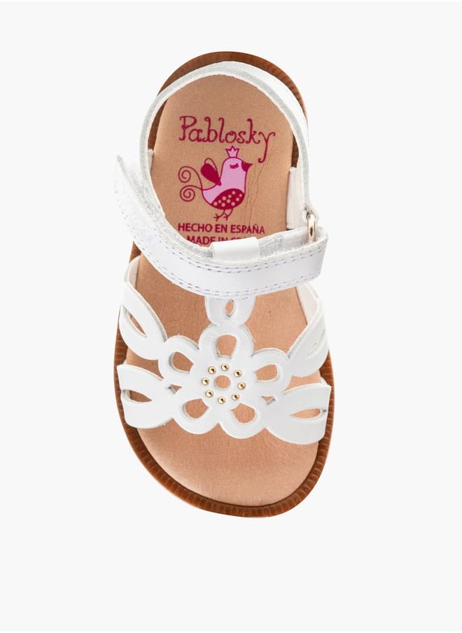 Girls' Cutout Detail Sandals with Hook and Loop Closure