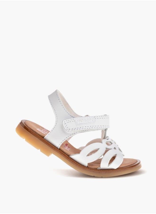 Girls' Cutout Detail Sandals with Hook and Loop Closure