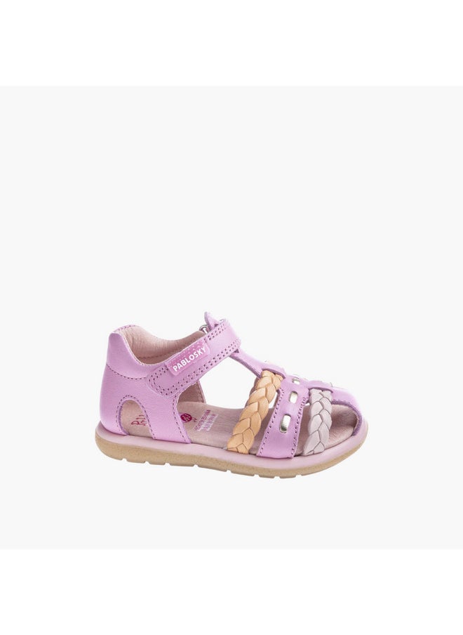 Girls' Braided Sandals with Hook and Loop Closure