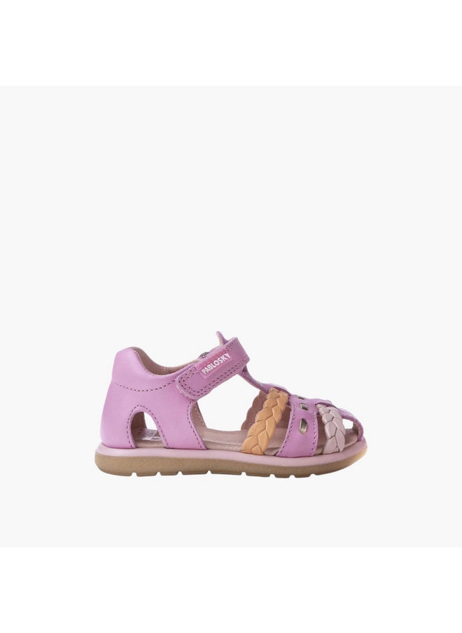 Girls' Braided Sandals with Hook and Loop Closure