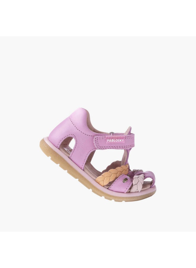Girls' Braided Sandals with Hook and Loop Closure