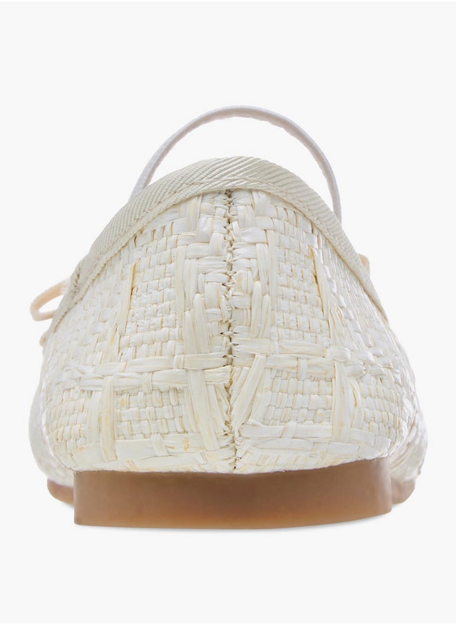 Bow Accent Ballerina Shoes with Elasticated Strap