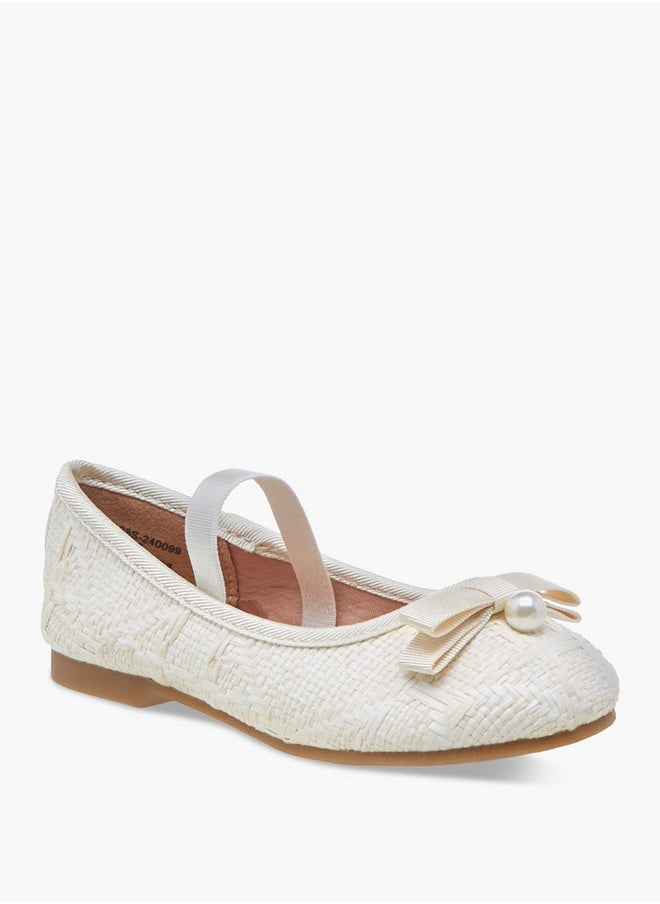 Bow Accent Ballerina Shoes with Elasticated Strap