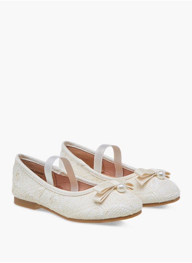 Bow Accent Ballerina Shoes with Elasticated Strap