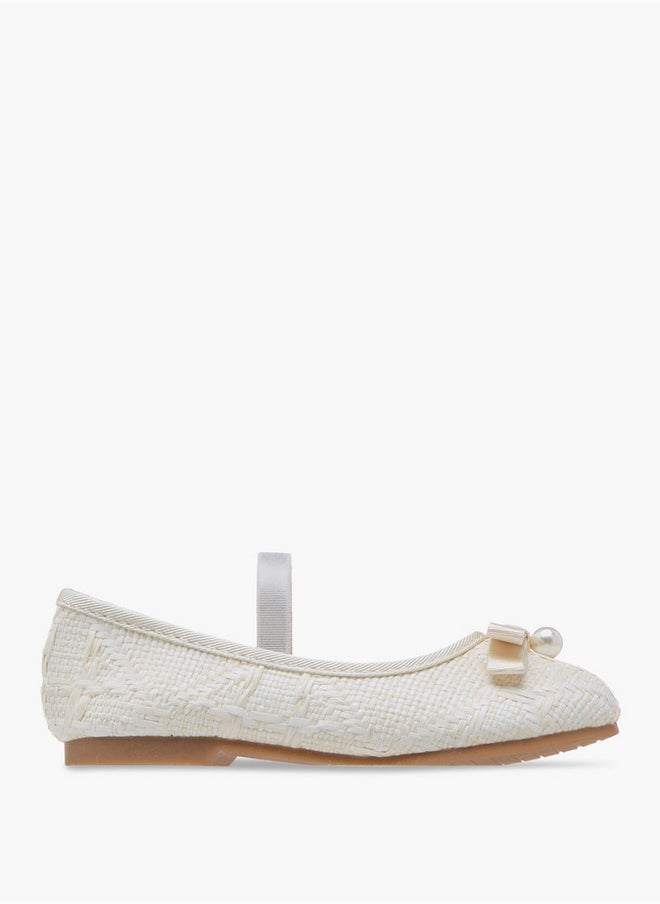Bow Accent Ballerina Shoes with Elasticated Strap