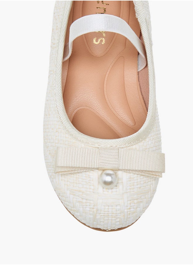Bow Accent Ballerina Shoes with Elasticated Strap
