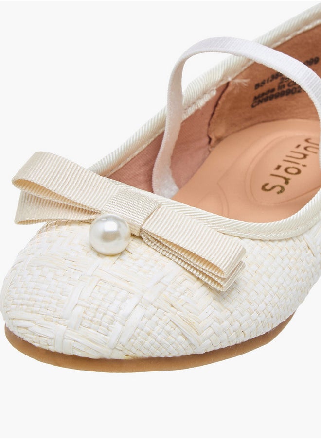Bow Accent Ballerina Shoes with Elasticated Strap