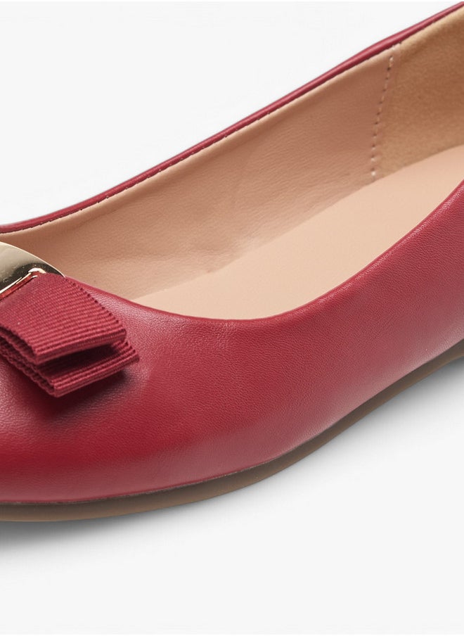 Girls Bow Accent Slip-On Ballerina Shoes