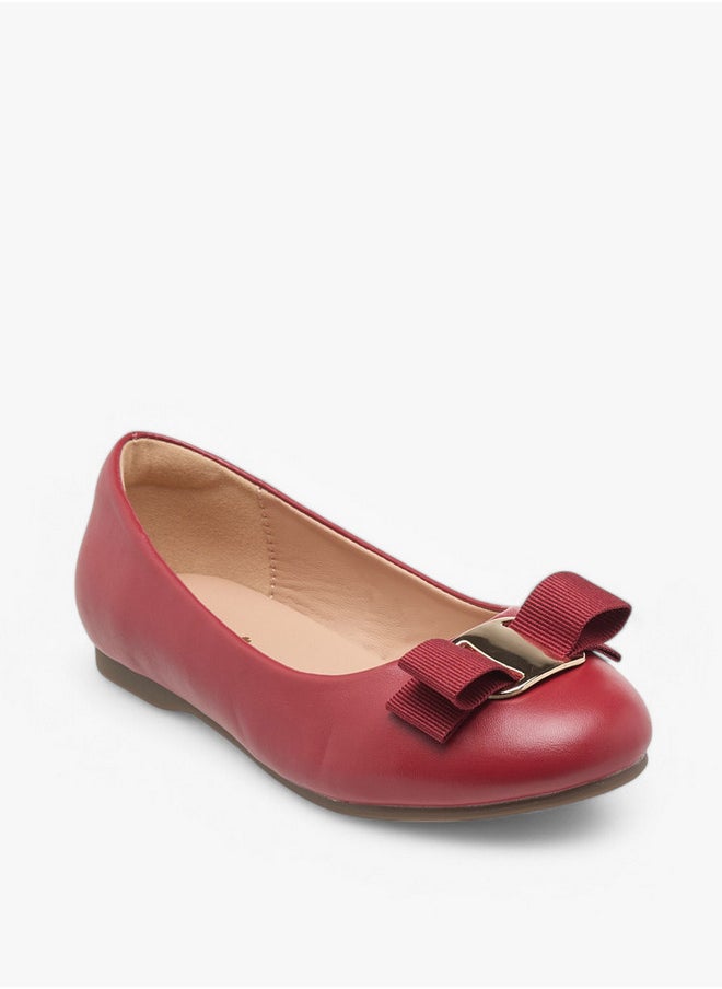 Girls Bow Accent Slip-On Ballerina Shoes
