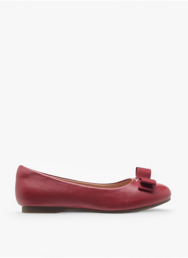 Girls Bow Accent Slip-On Ballerina Shoes