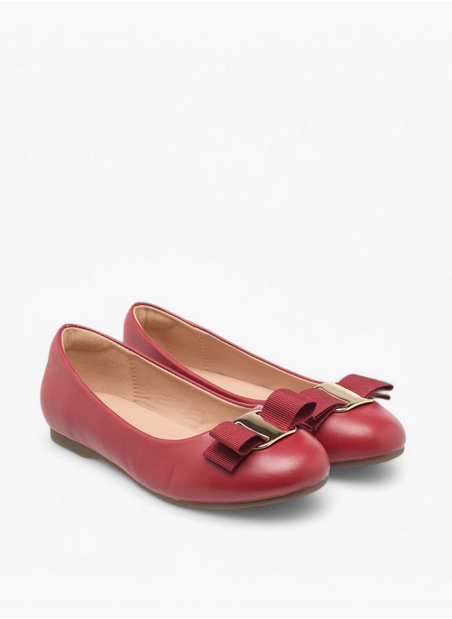 Girls Bow Accent Slip-On Ballerina Shoes