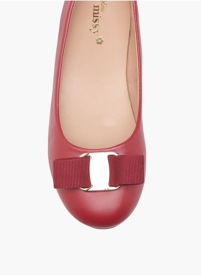 Girls Bow Accent Slip-On Ballerina Shoes