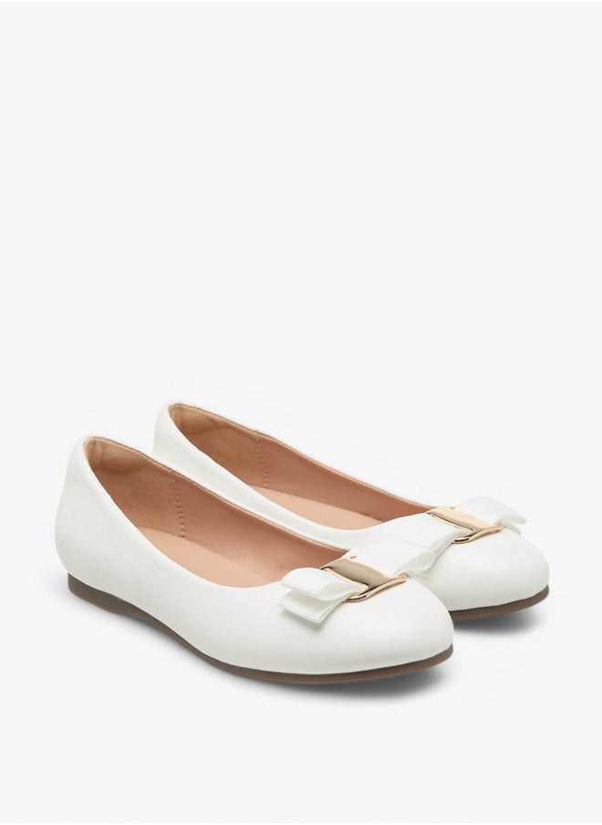 Girls Bow Accent Slip-On Ballerina Shoes