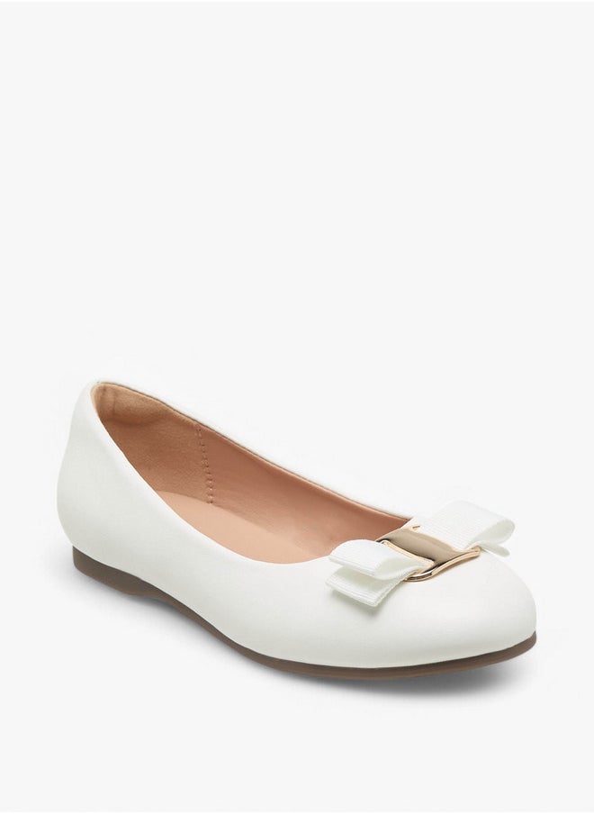 Girls Bow Accent Slip-On Ballerina Shoes