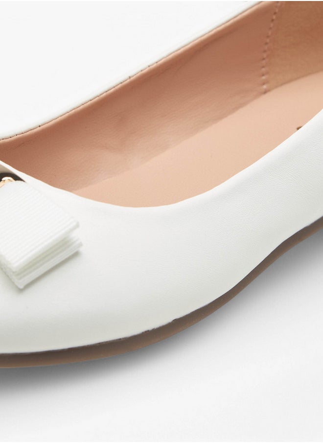 Girls Bow Accent Slip-On Ballerina Shoes