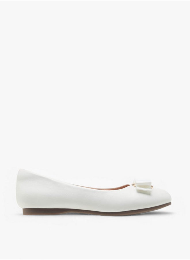 Girls Bow Accent Slip-On Ballerina Shoes