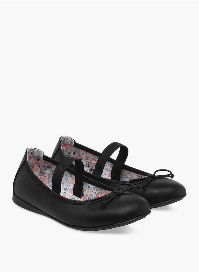 Girls' Bow Accent Ballerina Shoes with Elasticated Strap