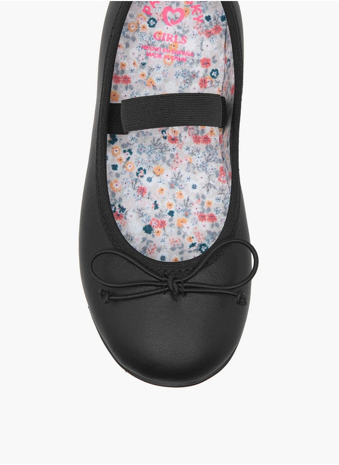Girls' Bow Accent Ballerina Shoes with Elasticated Strap