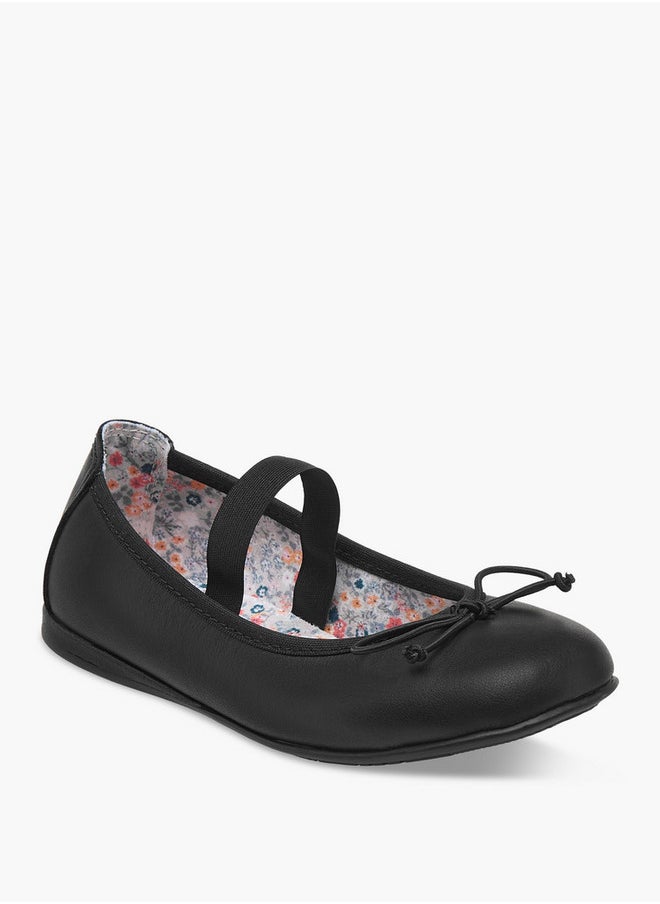 Girls' Bow Accent Ballerina Shoes with Elasticated Strap