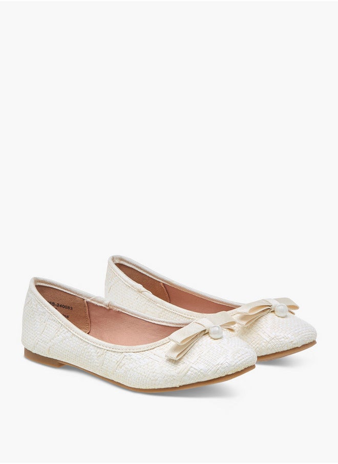 Bow Applique Slip-On Ballerina Shoes