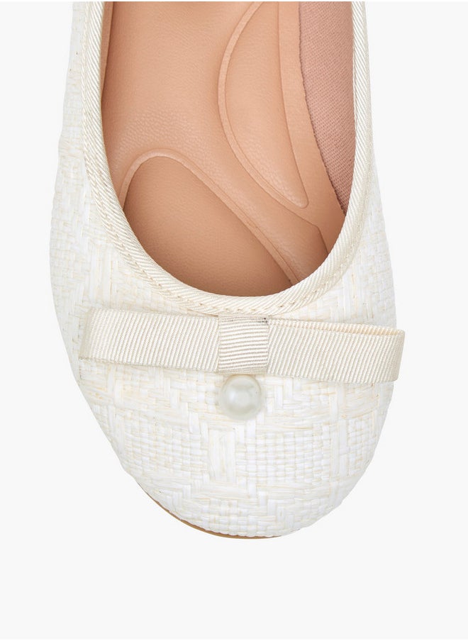 Bow Applique Slip-On Ballerina Shoes