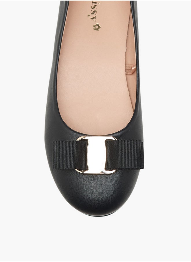 Girls Bow Accent Slip-On Ballerina Shoes