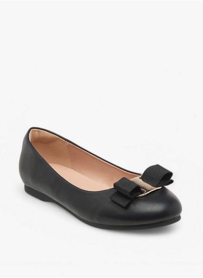 Girls Bow Accent Slip-On Ballerina Shoes