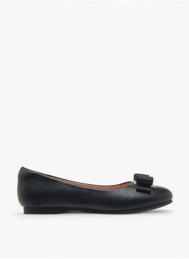 Girls Bow Accent Slip-On Ballerina Shoes