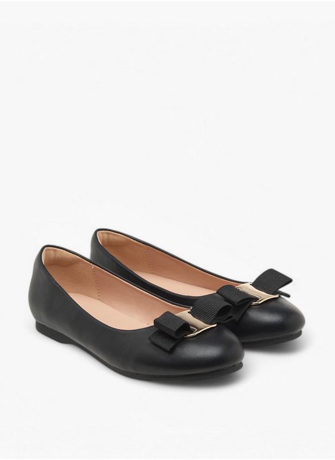 Girls Bow Accent Slip-On Ballerina Shoes