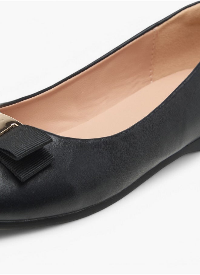 Girls Bow Accent Slip-On Ballerina Shoes