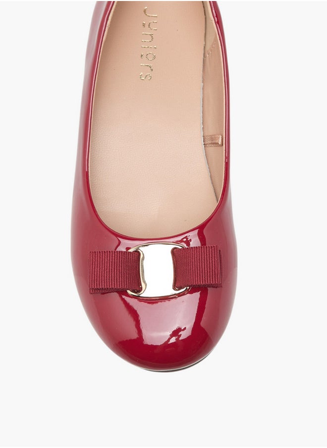 Girls Bow Detail Slip-On Ballerina Shoes