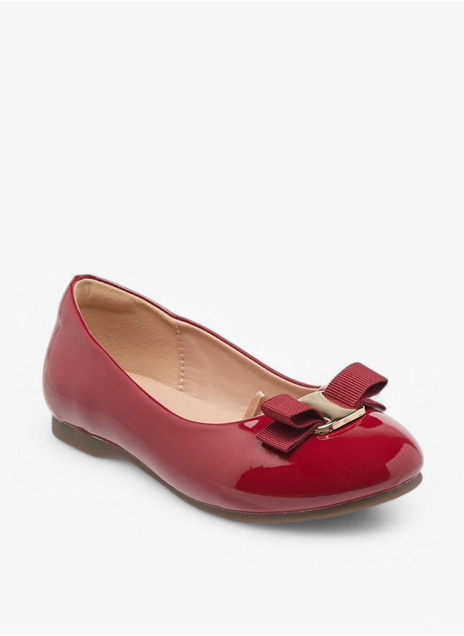 Girls Bow Detail Slip-On Ballerina Shoes
