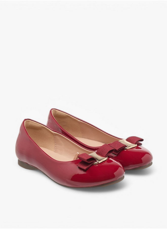 Girls Bow Detail Slip-On Ballerina Shoes