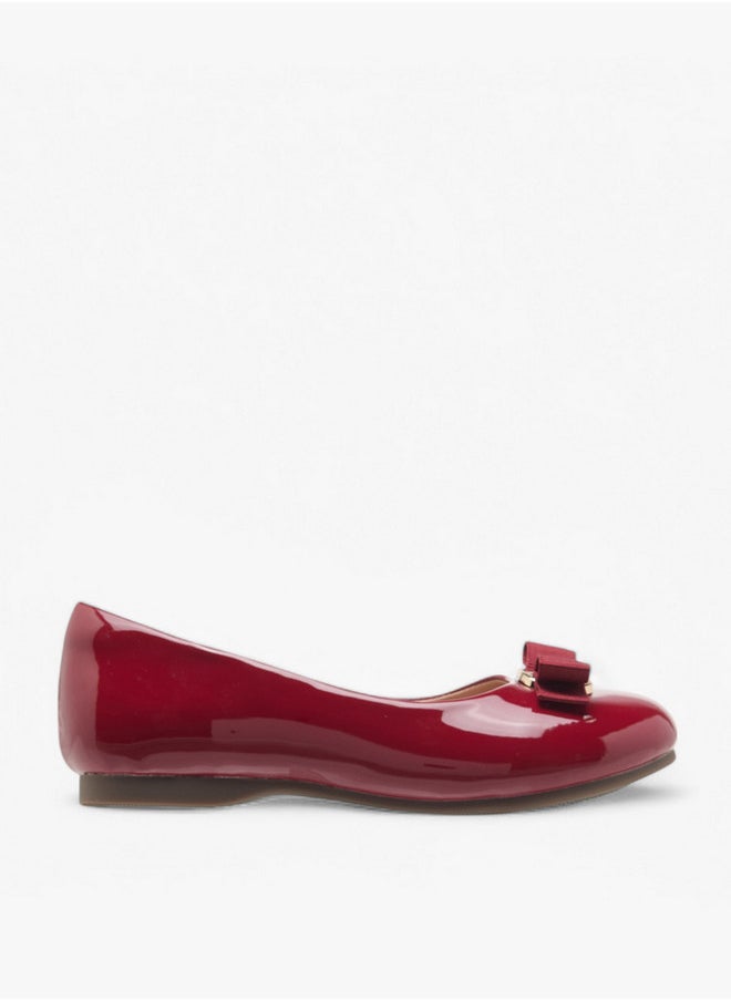 Girls Bow Detail Slip-On Ballerina Shoes