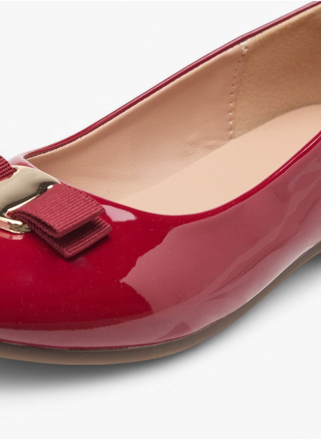 Girls Bow Detail Slip-On Ballerina Shoes