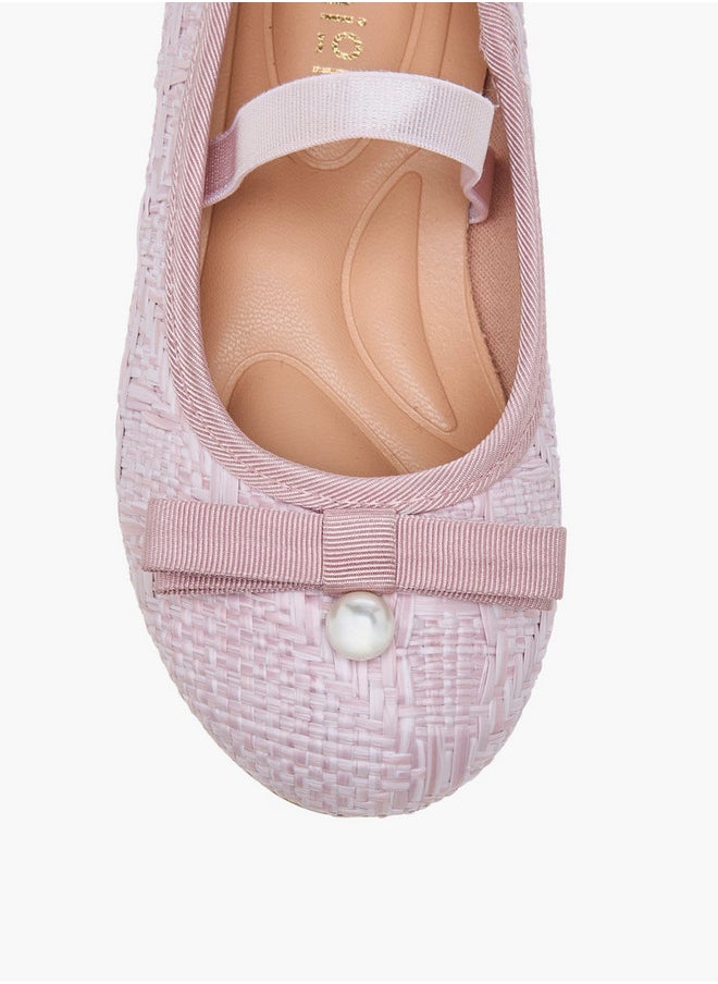 Bow Accent Ballerina Shoes with Elasticated Strap