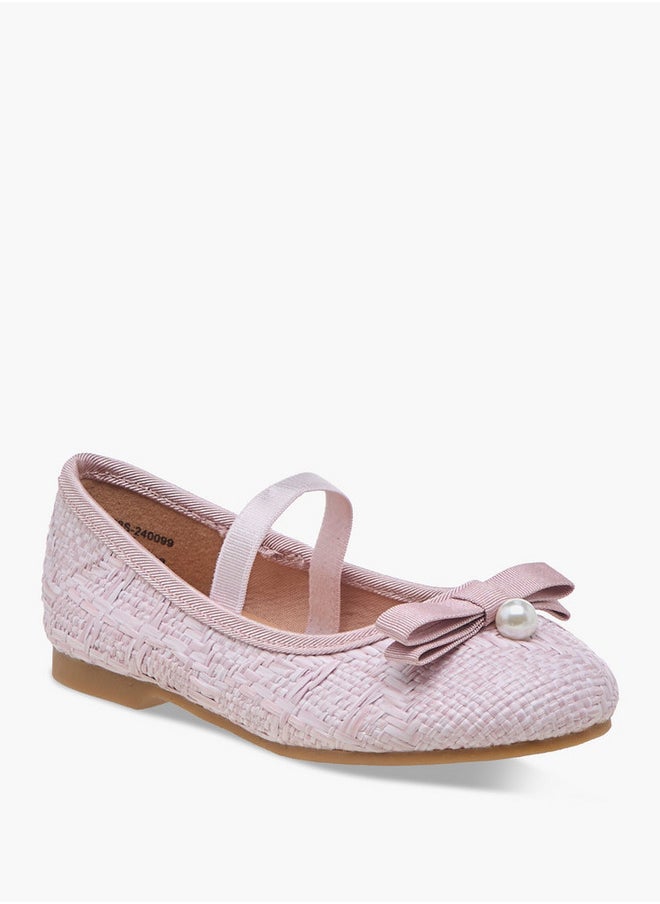 Bow Accent Ballerina Shoes with Elasticated Strap