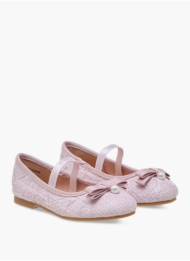 Bow Accent Ballerina Shoes with Elasticated Strap