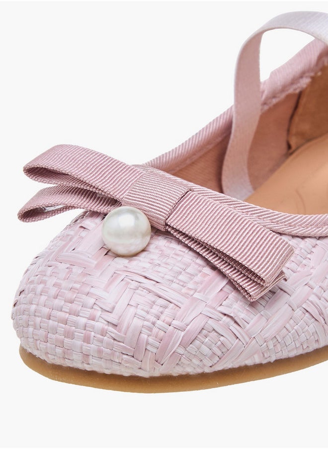 Bow Accent Ballerina Shoes with Elasticated Strap