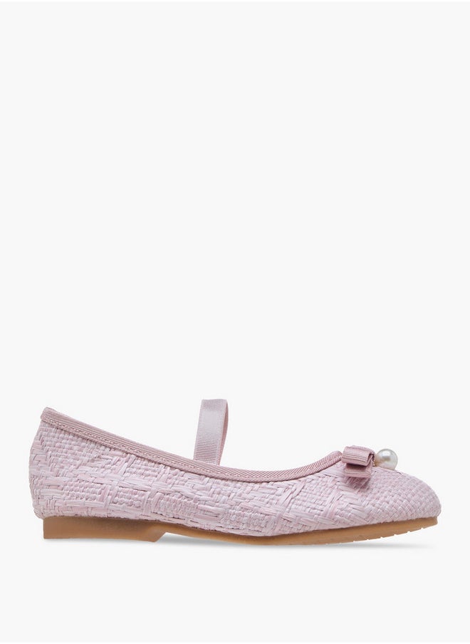 Bow Accent Ballerina Shoes with Elasticated Strap
