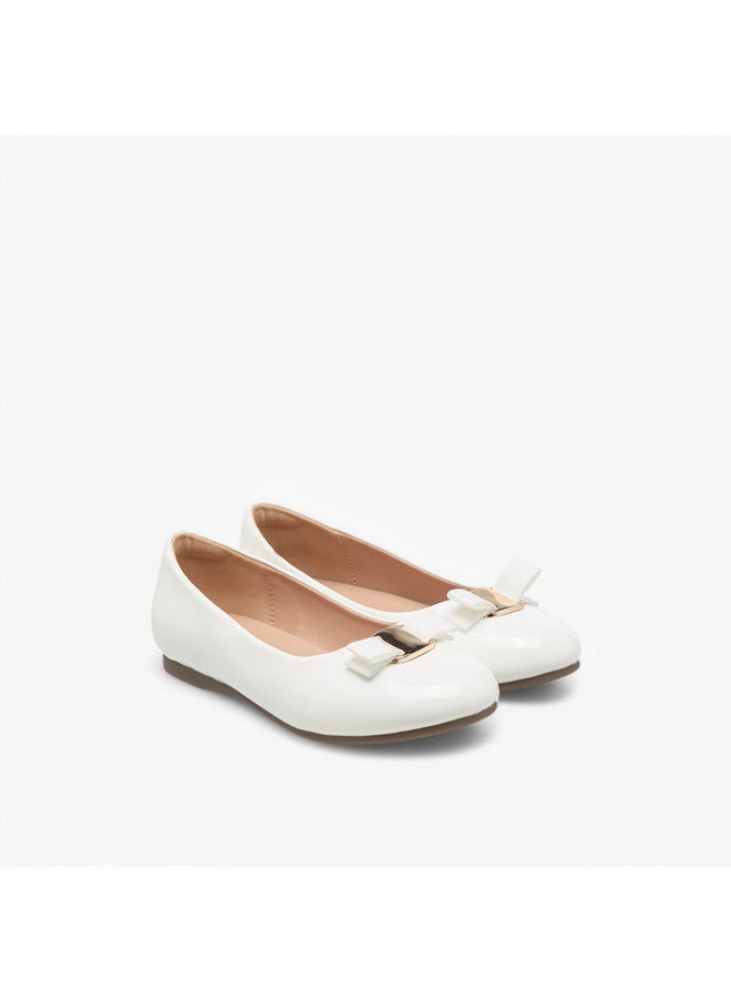 Girls Bow Detail Slip-On Ballerina Shoes