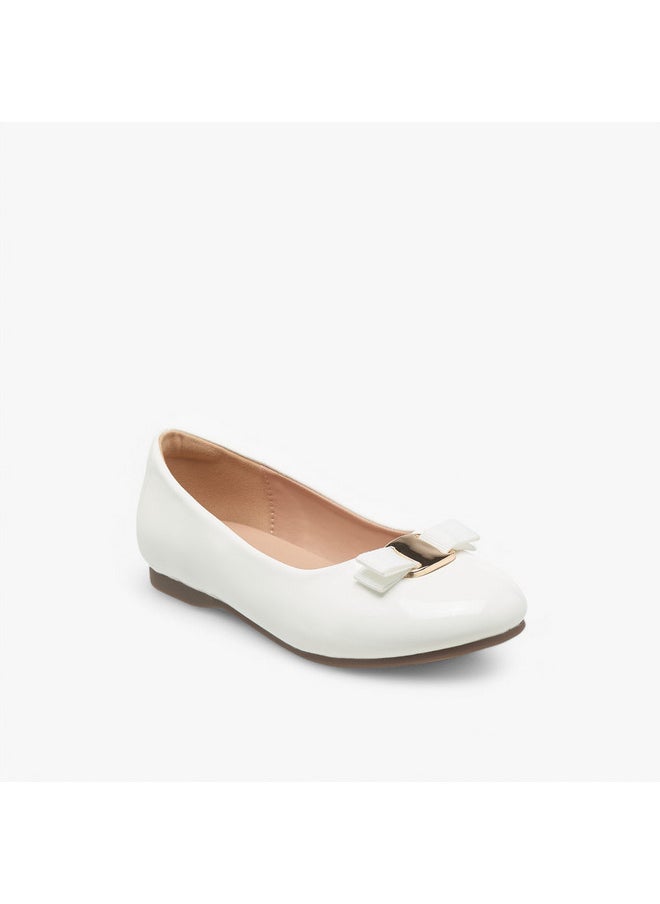 Girls Bow Detail Slip-On Ballerina Shoes