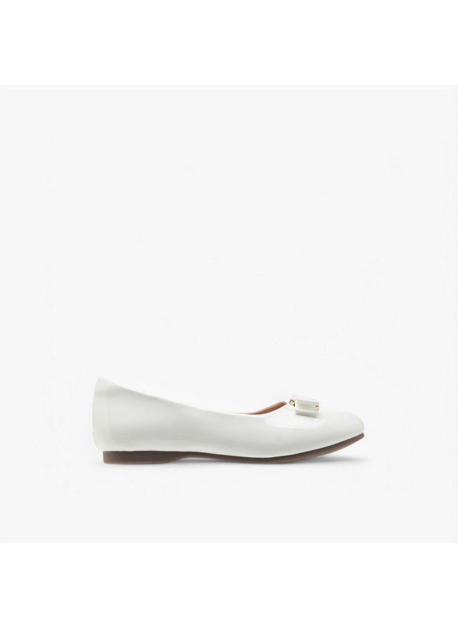 Girls Bow Detail Slip-On Ballerina Shoes