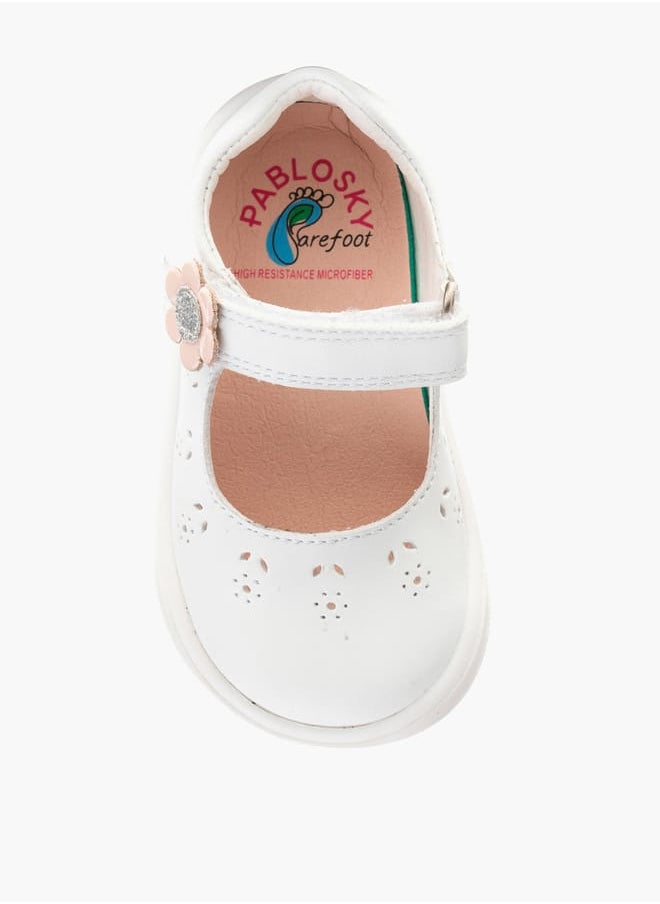 Girls' Floral Applique Mary Jane Shoes with Hook and Loop Closure