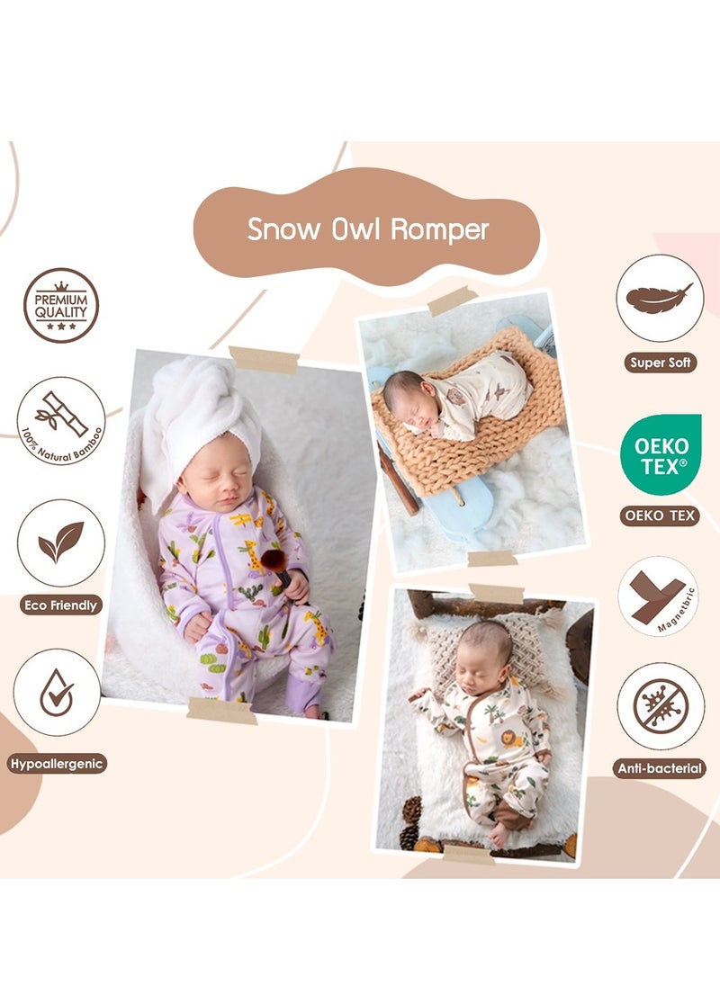 Snow Owl Baby Romper Suit - 9 Patterns Selection (0-3 / 3-6 Months) - Lion Jungle, 3 - 6 Months